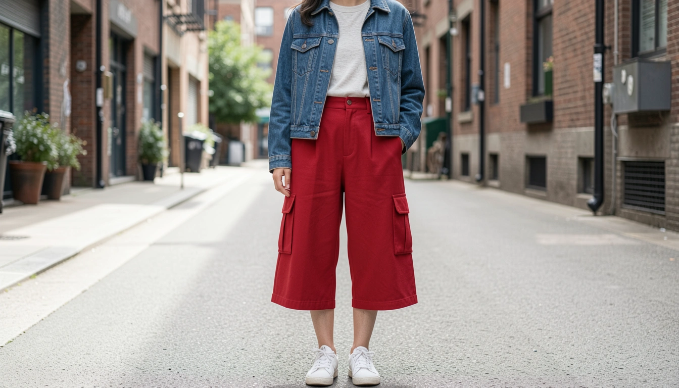 How To Make Red Culottes Outfit Street Style
